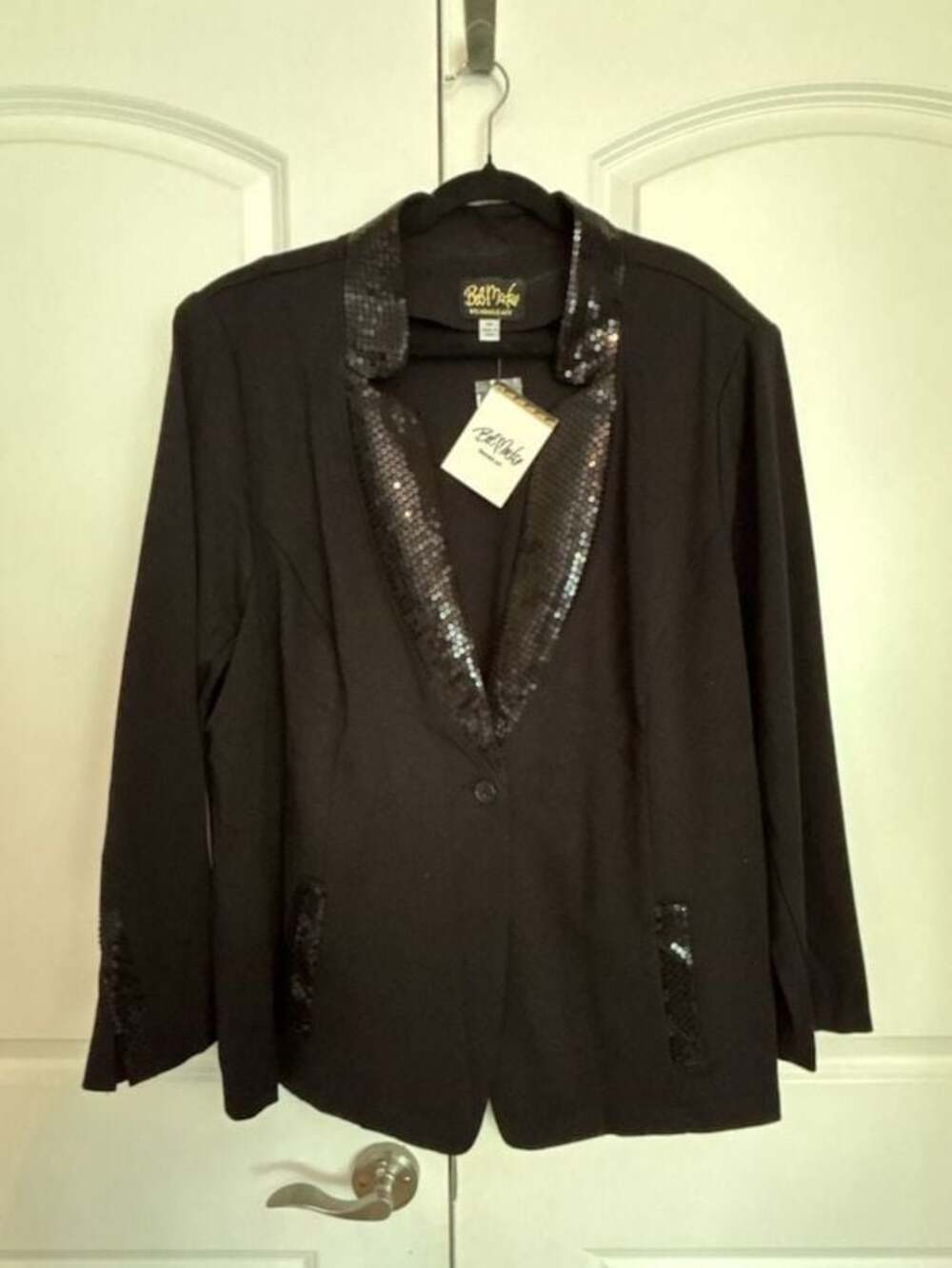 Bob Mackie Wearable Art Black Sequin Lapel Blazer Size 3X New with Tags